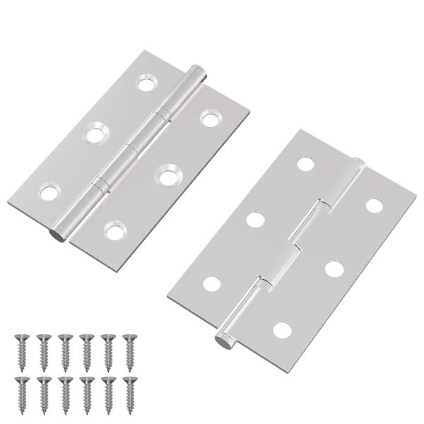 vidaXL Scharnier Effen 2 pcs Zilver 58 x 35 x 1 mm Staal