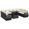 vidaXL 10-delige Loungeset met kussens poly rattan zwart