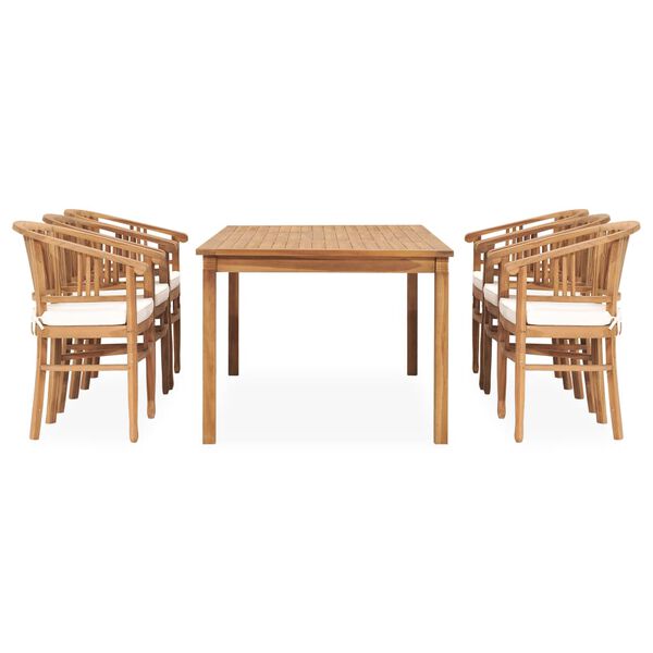 vidaXL 7-delige Tuinset met kussens massief teakhout