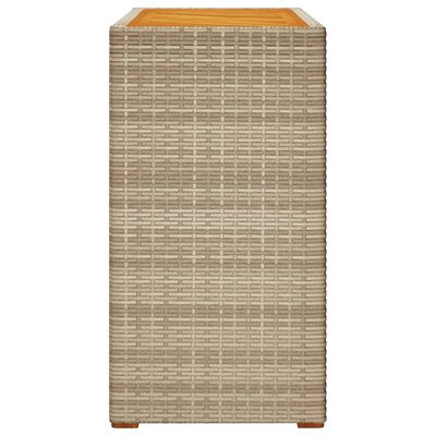 vidaXL Tuinbijzettafel met houten blad 100x40x75 cm poly rattan beige