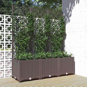 vidaXL Plantenbak met trellis bruin 120x40x136 cm PP