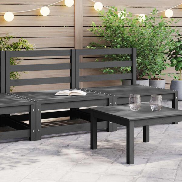 vidaXL Tuinmiddenbanken 2 st massief grenenhout grijs