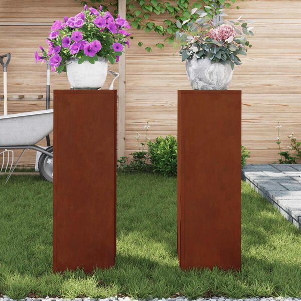 vidaXL Plantenstandaard 2 pcs Roestig 24 x 24 x 75 cm Cortenstaal