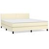 vidaXL Boxspring met matras kunstleer cr&egrave;mekleurig 180x200 cm