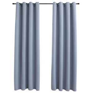 vidaXL Gordijn verduisterend met metalen ringen 2 st 140x175 cm grijs