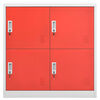 vidaXL Lockerkasten 5 st 90x45x92,5 cm staal lichtgrijs en rood