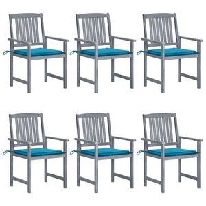 vidaXL Tuinstoelen 6 st met kussens massief acaciahout grijs