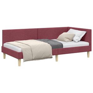 vidaXL Hoekbedframe Wijnrood 90 cm x 200 cm Stof en multiplex
