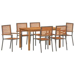vidaXL Tuin eettafelset 7 st Grijs Massief Acaciahout