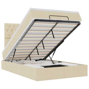 vidaXL Ottoman bed met matras en LED's 120x190cm stof cr&egrave;mekleurig