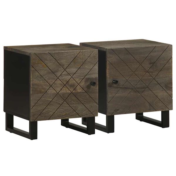 vidaXL Nachtkastjes 2 st 40x33x46 cm massief mangohout zwart