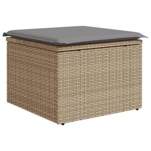 vidaXL Tuinkruk met kussen 55x55x37 cm poly rattan beige