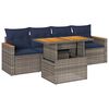 vidaXL 5-delige Loungeset met kussens poly rattan grijs