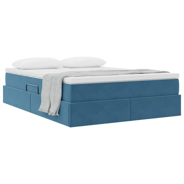vidaXL Opbergbed met matras Donkerblauw 140 x 200 cm Fluweel