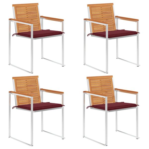 vidaXL Tuinstoelen 4 st met kussens massief acaciahout
