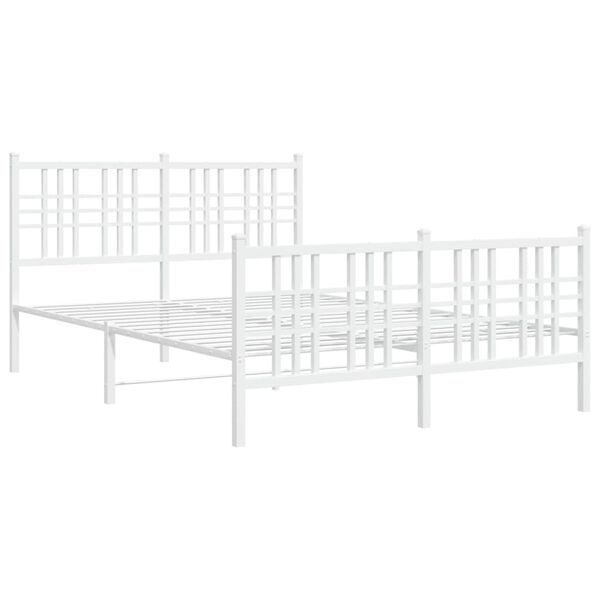 vidaXL Bedframe met hoofd- en voeteneinde metaal wit 140x190 cm