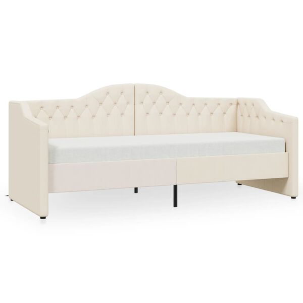 vidaXL Slaapbank met matras en USB stof cr&egrave;mekleurig 90x200 cm