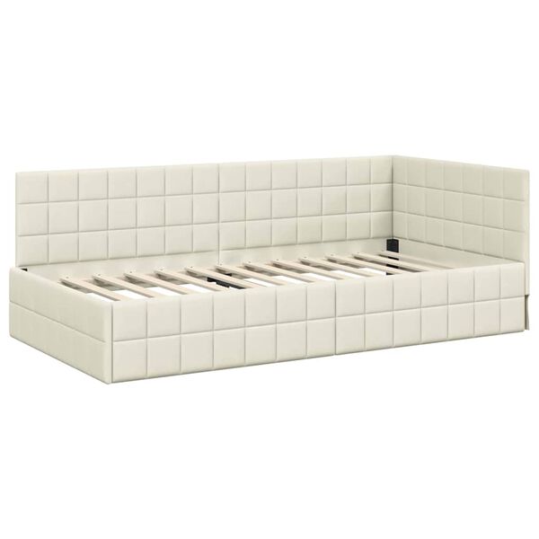 vidaXL Hoekbedframe met hoofdeinde Crème 100 cm x 200 cm Fluweel
