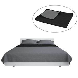 vidaXL Bedsprei dubbelzijdig 230x260 cm quilt grijs en zwart