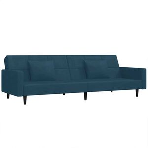 vidaXL Slaapbank 2-zits met 2 kussens fluweel blauw