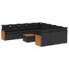 vidaXL 12-delige Loungeset met kussens poly rattan zwart