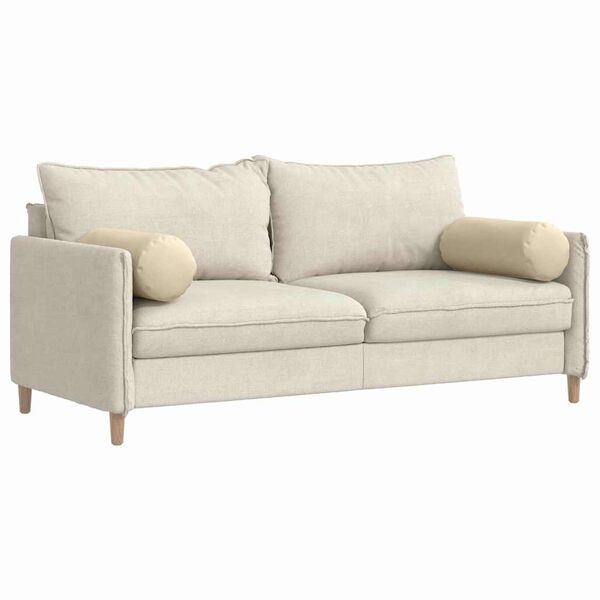 vidaXL Bolster Kussens 2 stuks Cr&egrave;me &Oslash; 25 x 70 cm Stof