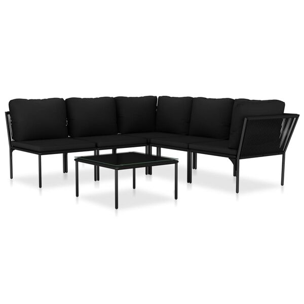 vidaXL 6-delige Loungeset met kussens PVC zwart