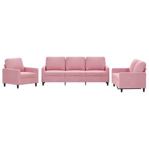 vidaXL 3-delige Loungeset met kussens fluweel roze