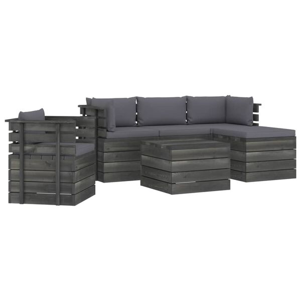 vidaXL 6-delige Loungeset met kussens pallet massief grenenhout