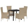 vidaXL Tuin eettafelset met kussen 5 pcs Beige poly rattan