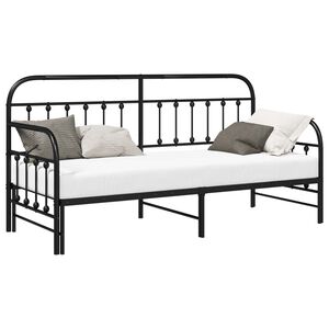 vidaXL Bedframe voor een daybed Zwart 75 x 190 cm Gepoedercoat staal