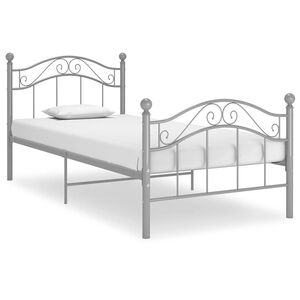 vidaXL Bedframe metaal grijs 90x200 cm