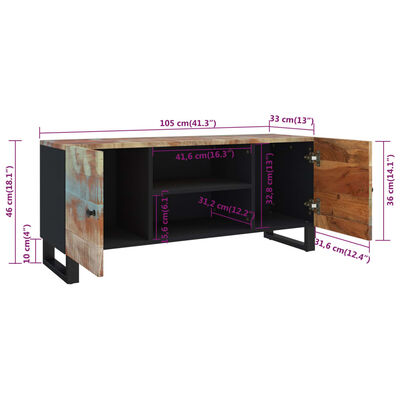 vidaXL Tv-meubel 105x33x46 cm massief teruggewonnen hout