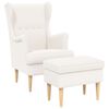 vidaXL Fauteuil met Voetenbank 2 st Cr&egrave;mekleurig Boucl&eacute;