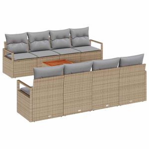 vidaXL Tuinbankenset met opslag 9 pcs Beige en Licht Grijs poly rattan
