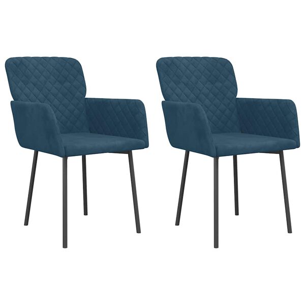 vidaXL Eetkamerstoelen 2 st fluweel blauw