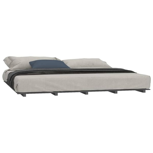 vidaXL Bedframe massief grenenhout grijs 200x200 cm
