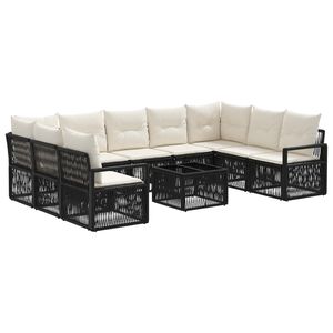 vidaXL Tuinbankenset 10 st Zwart poly rattan