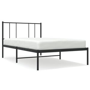 vidaXL Bedframe met hoofdbord metaal zwart 90x200 cm