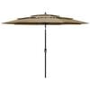 vidaXL Parasol 3-laags met aluminium paal 3 m taupe