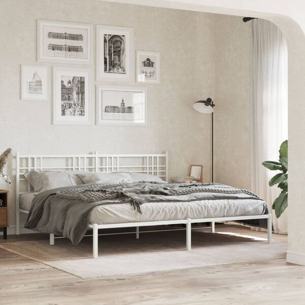 vidaXL Bedframe met hoofdbord metaal wit 180x200 cm