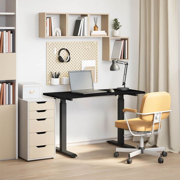 vidaXL Bureau Zwart en Donkerbruin 120 x 60 cm Massief Eikenhout