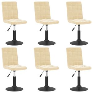 vidaXL Eetkamerstoelen draaibaar 6 st fluweel cr&egrave;mekleurig