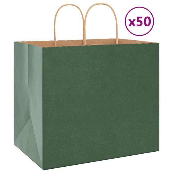 vidaXL Papieren zakken 50 st met hengsels 32x22x28 cm groen