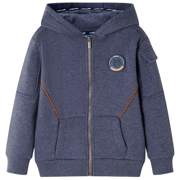 Kindervest met capuchon en rits 104 gem&ecirc;leerd donkerblauw