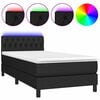vidaXL Boxspring met matras en LED stof zwart 90x200 cm