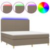 vidaXL Boxspring met matras en LED stof taupe 180x200 cm