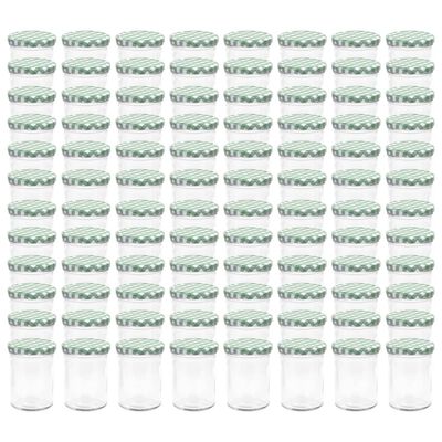 vidaXL Jampotten met wit met groene deksels 96 st 400 ml glas