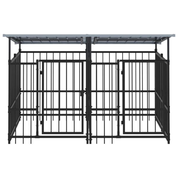 vidaXL Hondenkennel met dak 3,75 m&sup2; staal
