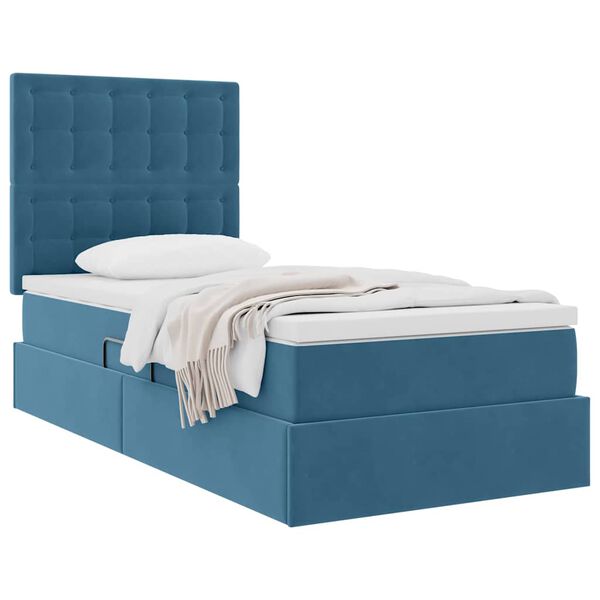 vidaXL Opslag bed met matras Donkerblauw 90 x 190 cm Fluweel